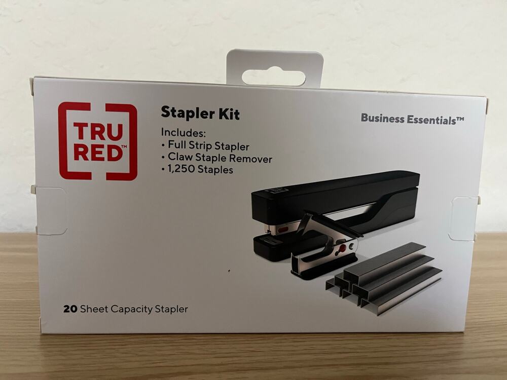 TRU RED Desktop Stapler Kit 20-Sheet Capacity Black TR58081